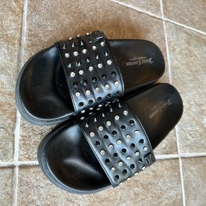 JUICY COUTURE Studded Platform Slides - Black